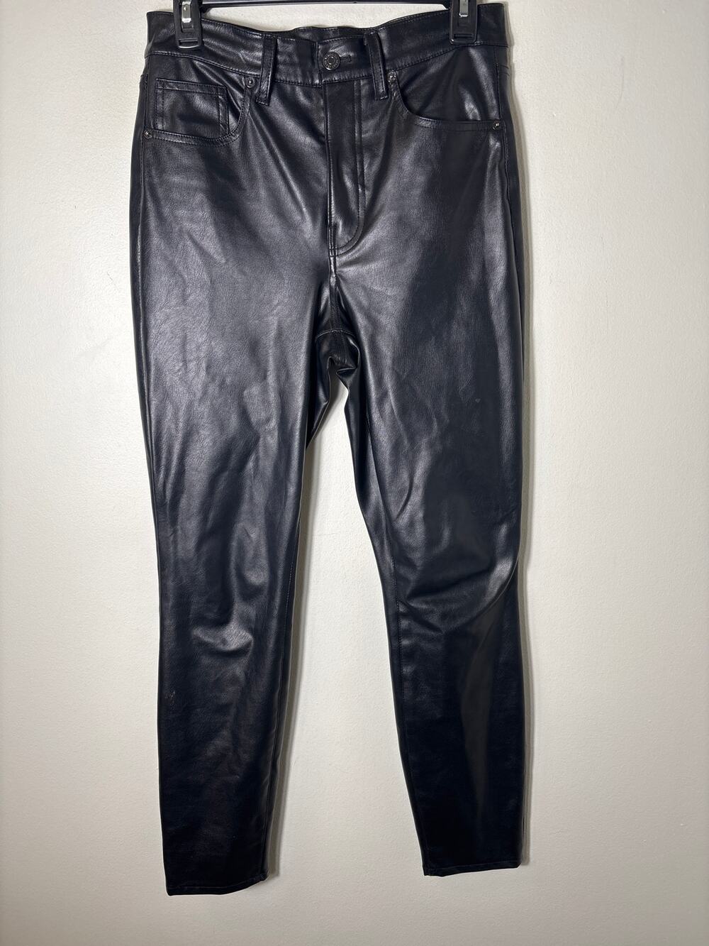 Veronica Beard Black Faux Leather Maera Skinny High Rise Jeans Sz 28/6